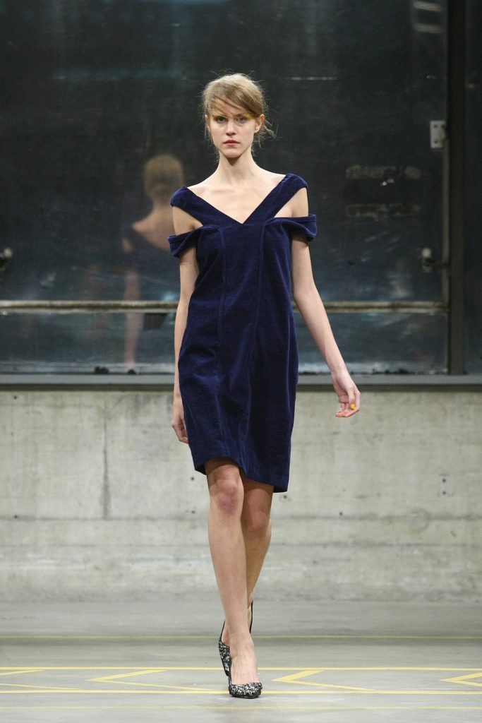  Asymmetrical  blue velvet dress by Javier Reyes collection autumn winter 2012