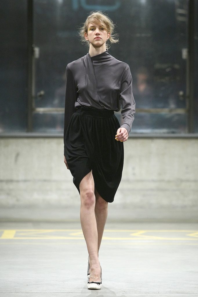 Silk mocca Draped Shirt Draped skirt by Javier Reyes collection autumn winter 2012
